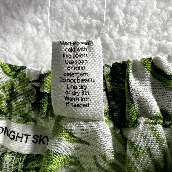 Midnight Sky NWT Linen Blend Women M Green Tropical Wide Leg Pants Boho Vacation - Picture 12 of 12